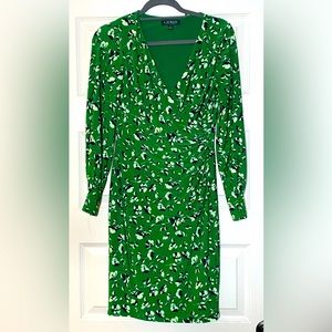 Lauren by Ralph Lauren Green Floral Sydnie Dress Size 4